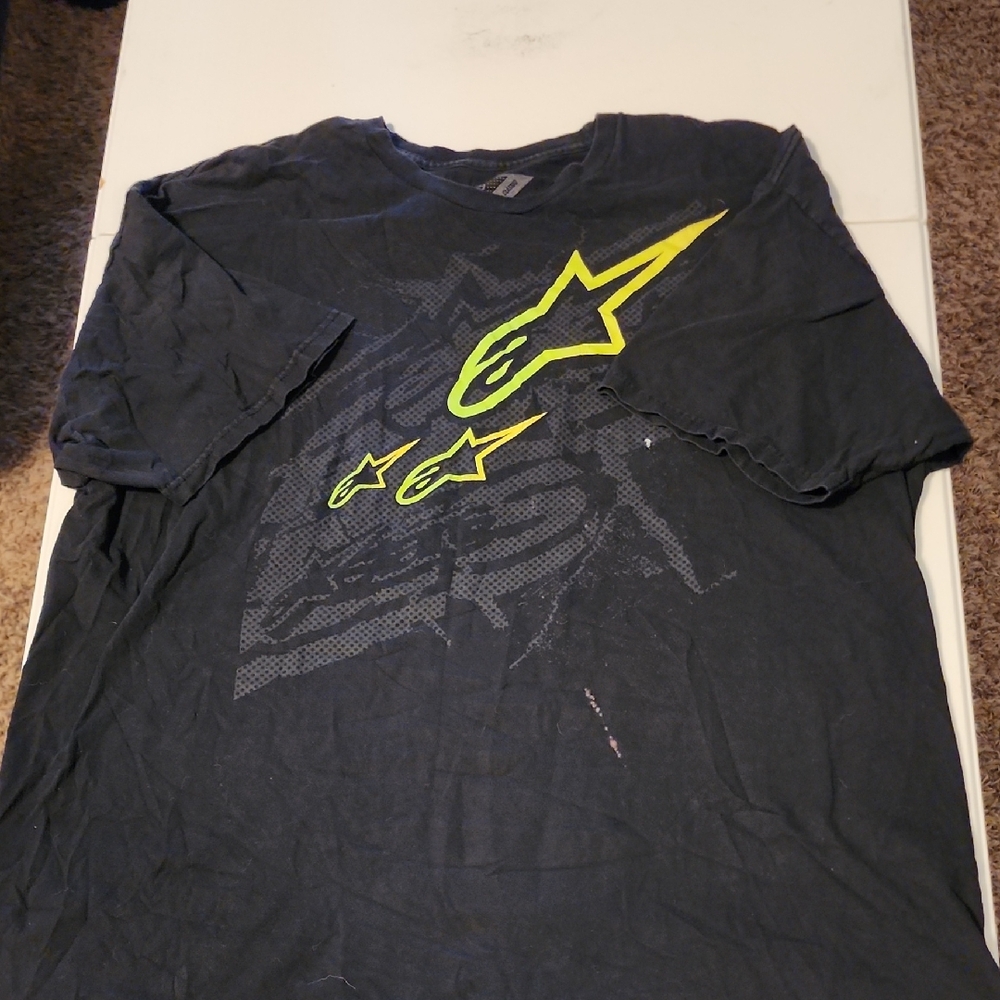 Alpinestars Men's Black and Yellow Graphic Tee